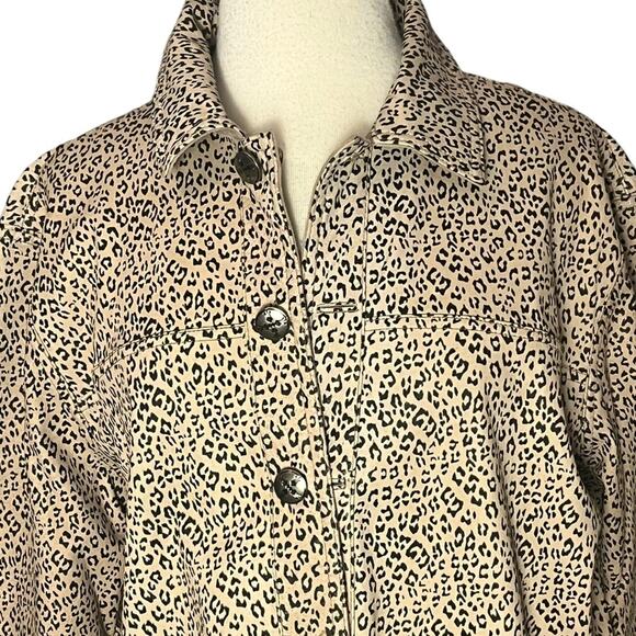 Reversible Suede Animal Print Brown Chore Coat Shacket Size Large Tan Chico's - Picture 6 of 13